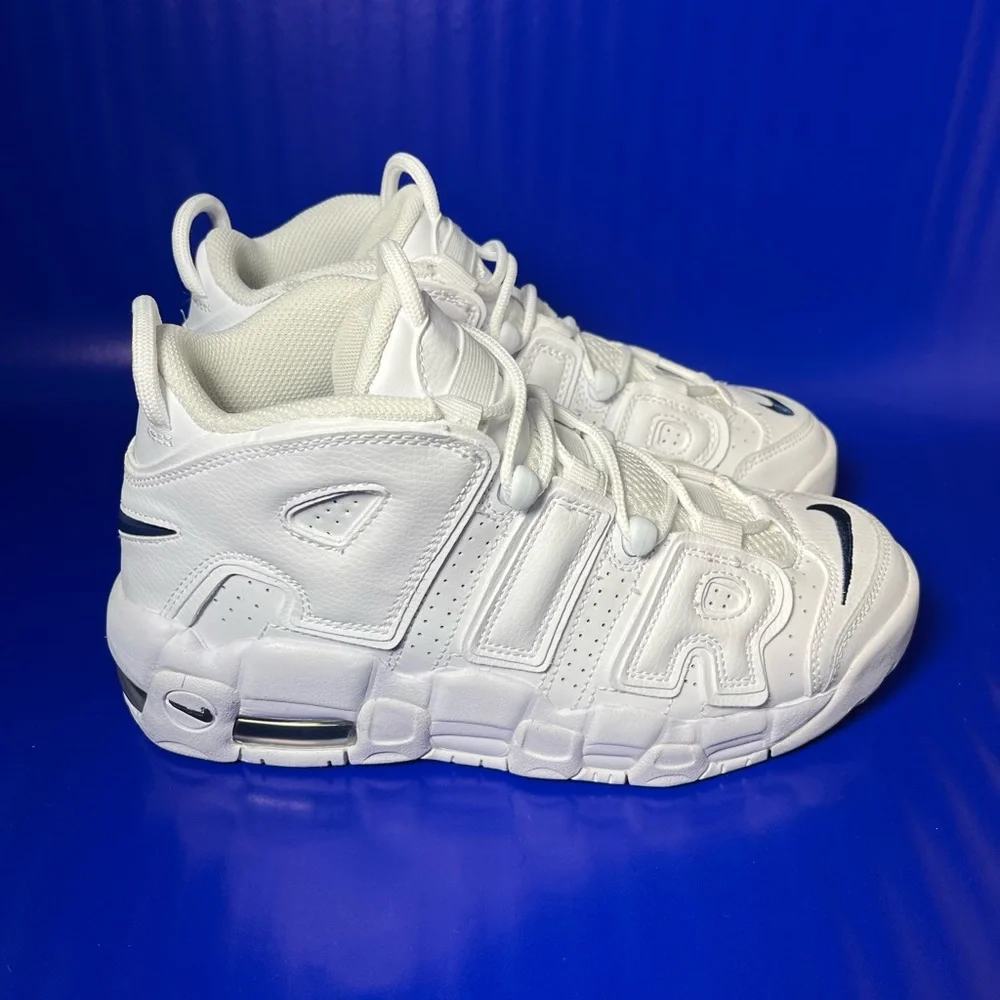 Nike Air More Uptempo Triple White GS Size 6.5Y Women 8 Same Day Shipping - Picture 1 of 8